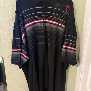 Rocawear Black and Red Striped Polo Shirt